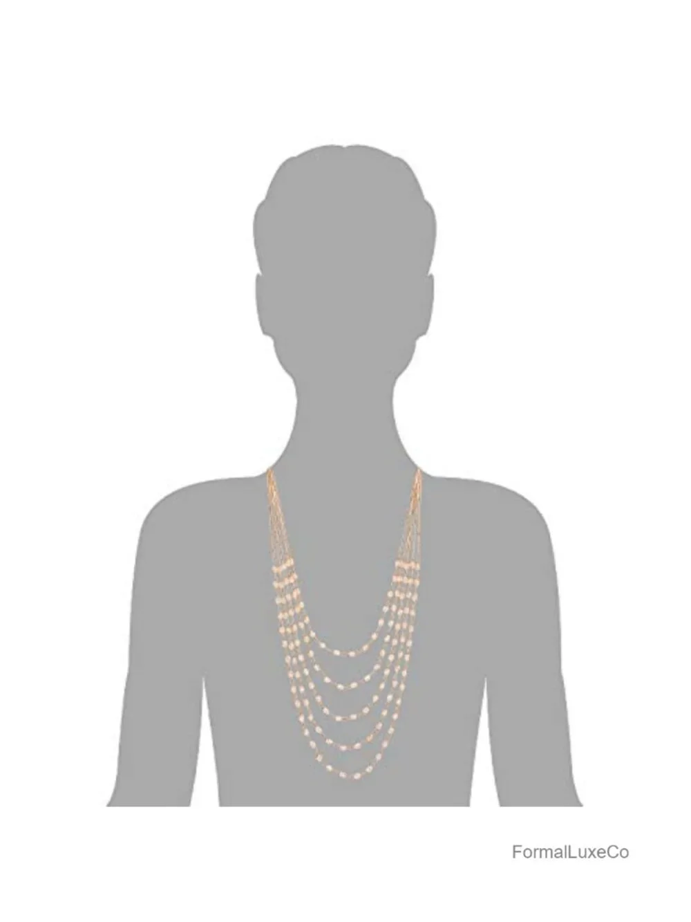 Five Strand Champagne Crystal Statement Necklace Multi Layer Long Chain Bib